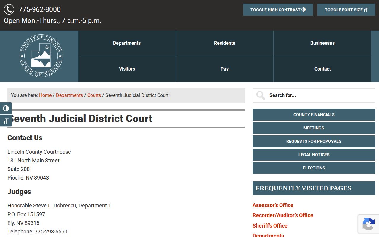 Lincoln County court release order schedule and address