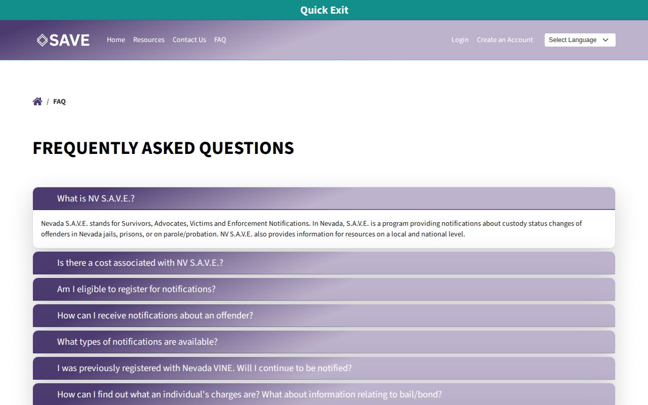Nevada SAVE FAQ describing missing results and official-record limitations